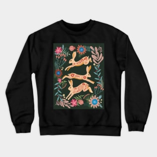 Leaping hare folk art Crewneck Sweatshirt